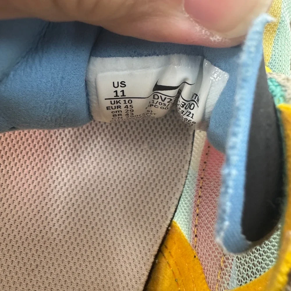 Nike Waffle One Teal Yellow Red Mesh Sneakers DV2103-300 Mens 11